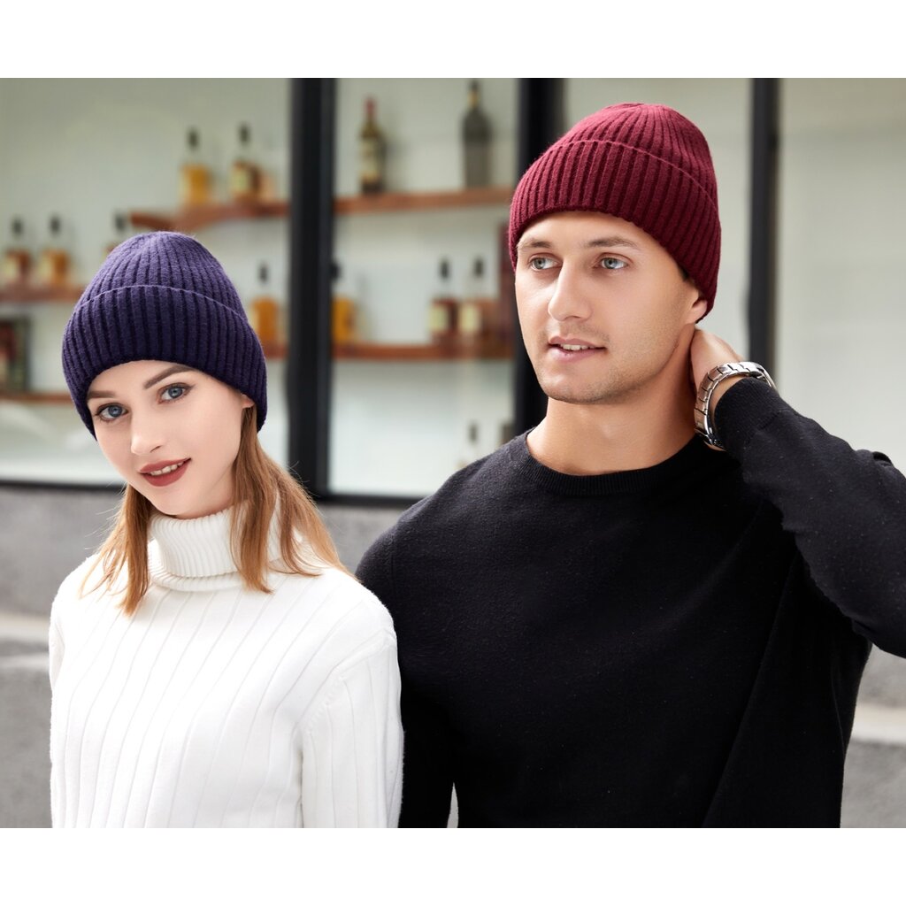 Su.B.dgn Mütze für Damen und Herren, Warme Strickmütze Damen, Beanie für den Winter - Rot
