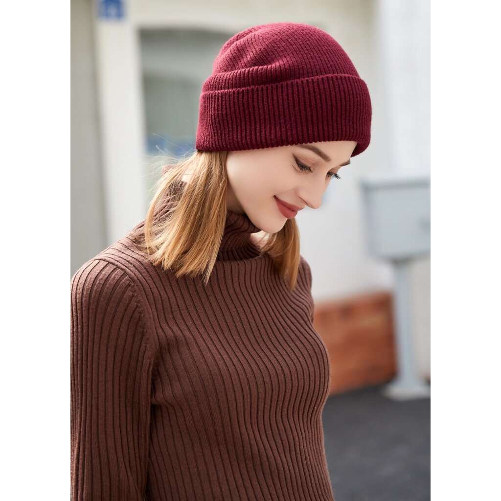 Su.B.dgn Mütze für Damen und Herren, Warme Strickmütze Damen, Beanie für den Winter - Rot