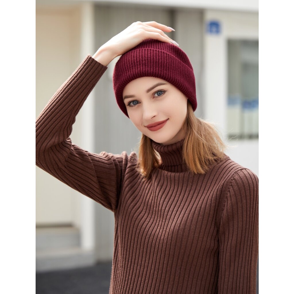 Su.B.dgn Mütze für Damen und Herren, Warme Strickmütze Damen, Beanie für den Winter - Rot