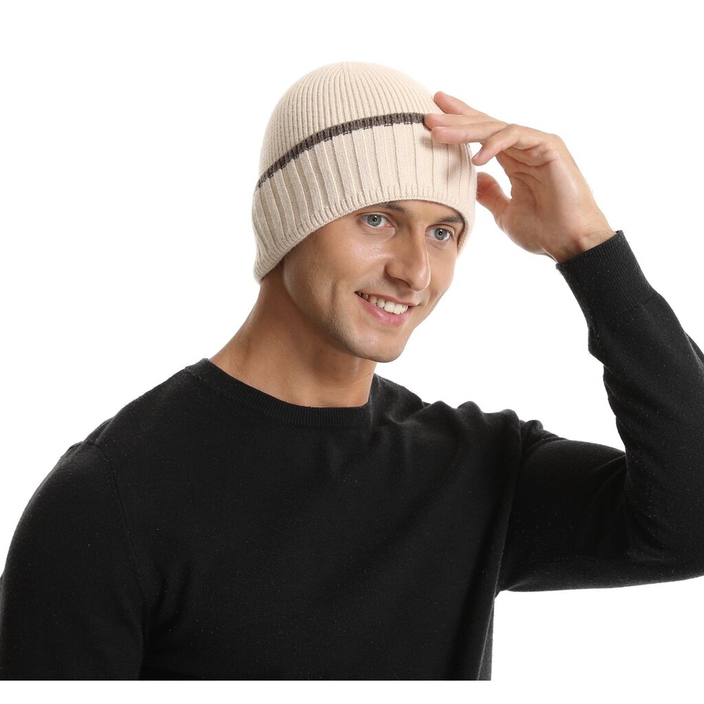 Su.B.dgn Mütze für Damen und Herren, Warme Strickmütze Damen, Beanie für den Winter -  Beige
