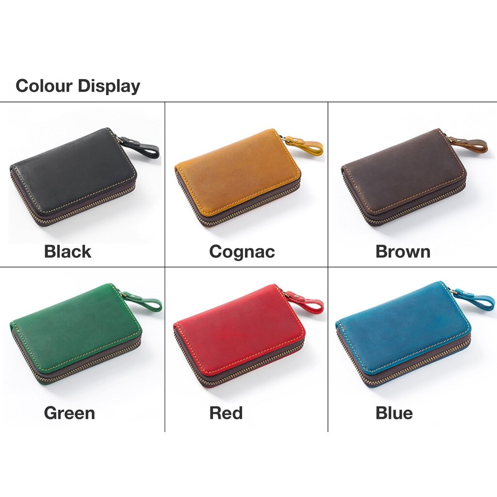 Su.B.dgn Premium Leather Key Case, Genuine Cowhide with Card Slot,  Fits Car Key Fob - Red