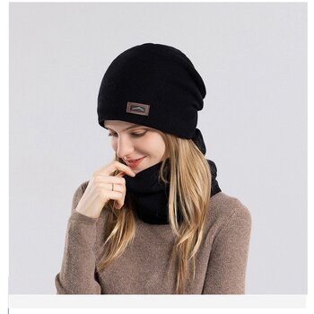 Su.B.dgn Hat Neck Warmer Set M0324-Black
