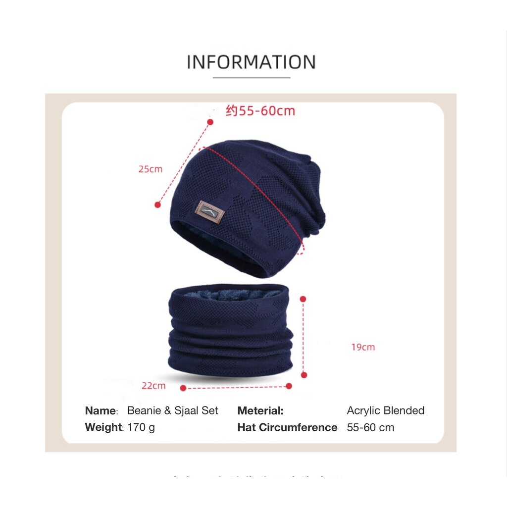 Su.B.dgn Beanie und Halswärmer Set, Mützen, Ski-Schlauchschal, Doppelschicht, Herren Damen, Unisex, Einheitsgröße – Schwarz