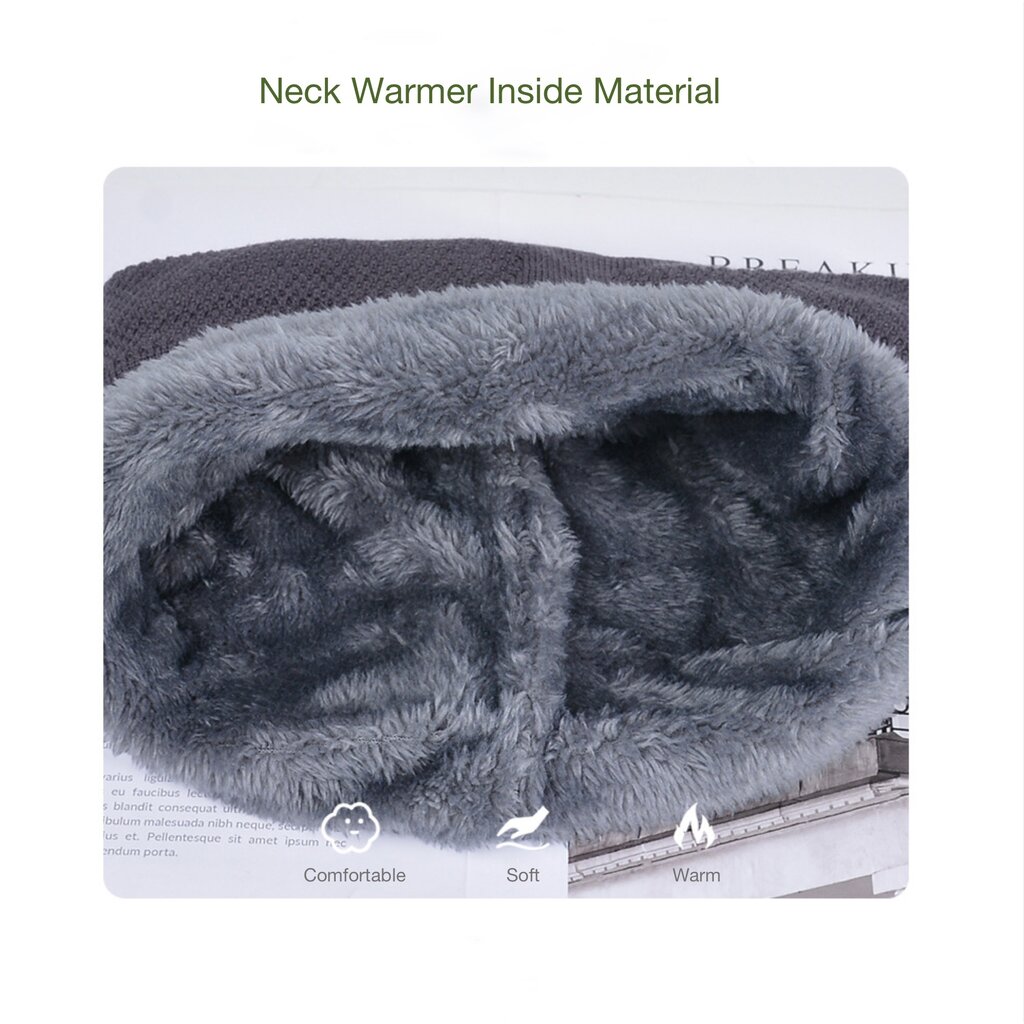 Su.B.dgn Beanie and Neck Warmer Set , Winter Hats, Skiing Tube Scarf, Double Layer,  Men Women, Unisex, One Size – Grey