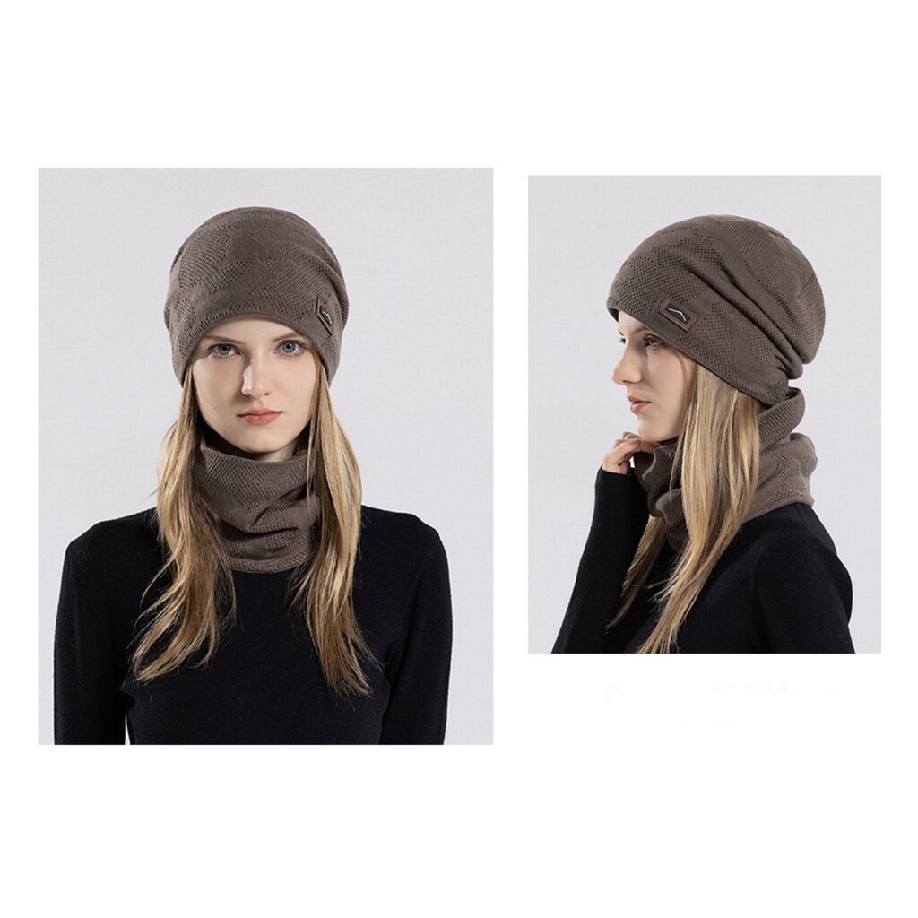 Su.B.dgn Beanie und Halswärmer Set, Mützen, Ski-Schlauchschal, Doppelschicht, Herren Damen, Unisex, Einheitsgröße – Khaki