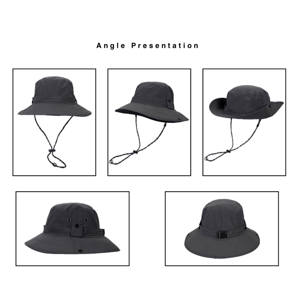 Su.B Sun Hat, Bucket Hat, Foldable, Cowboy Hat Men, Size 22”-25” (55 -63 cm) - Gray