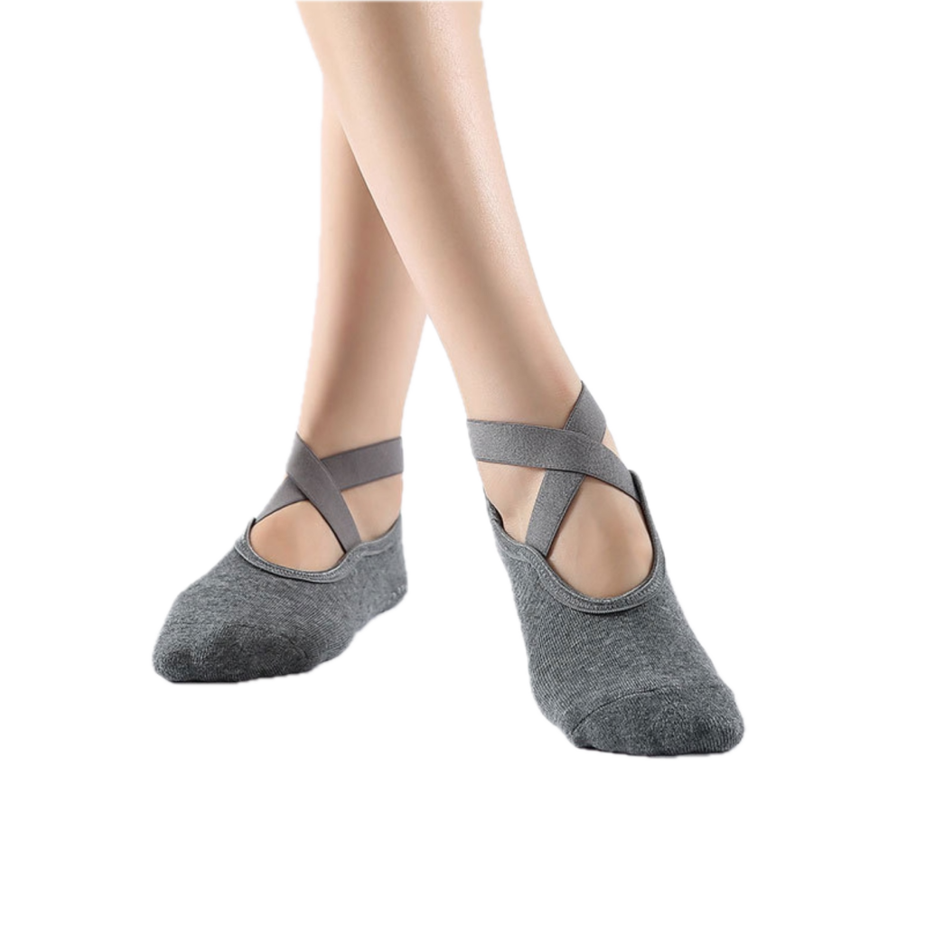Su.B.dgn Dames Stretch Anti-Slip Yoga Sokken - Katoen + PVC, voor Pilates, Barre en Fitness, Geschikt voor Maat 36-40 -Grijs