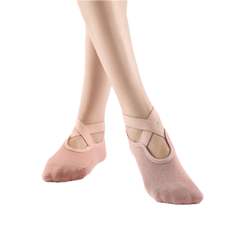 Damen Anti-Rutsch Yoga Socken - Baumwolle + PVC Griff für Pilates, Barre und Fitness,  Passend für Größe 36-40 - Pink