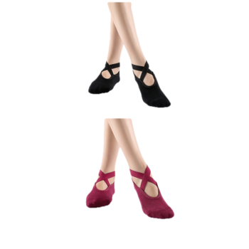 2 Paar Yogasocken M0924 Schwarz Rot