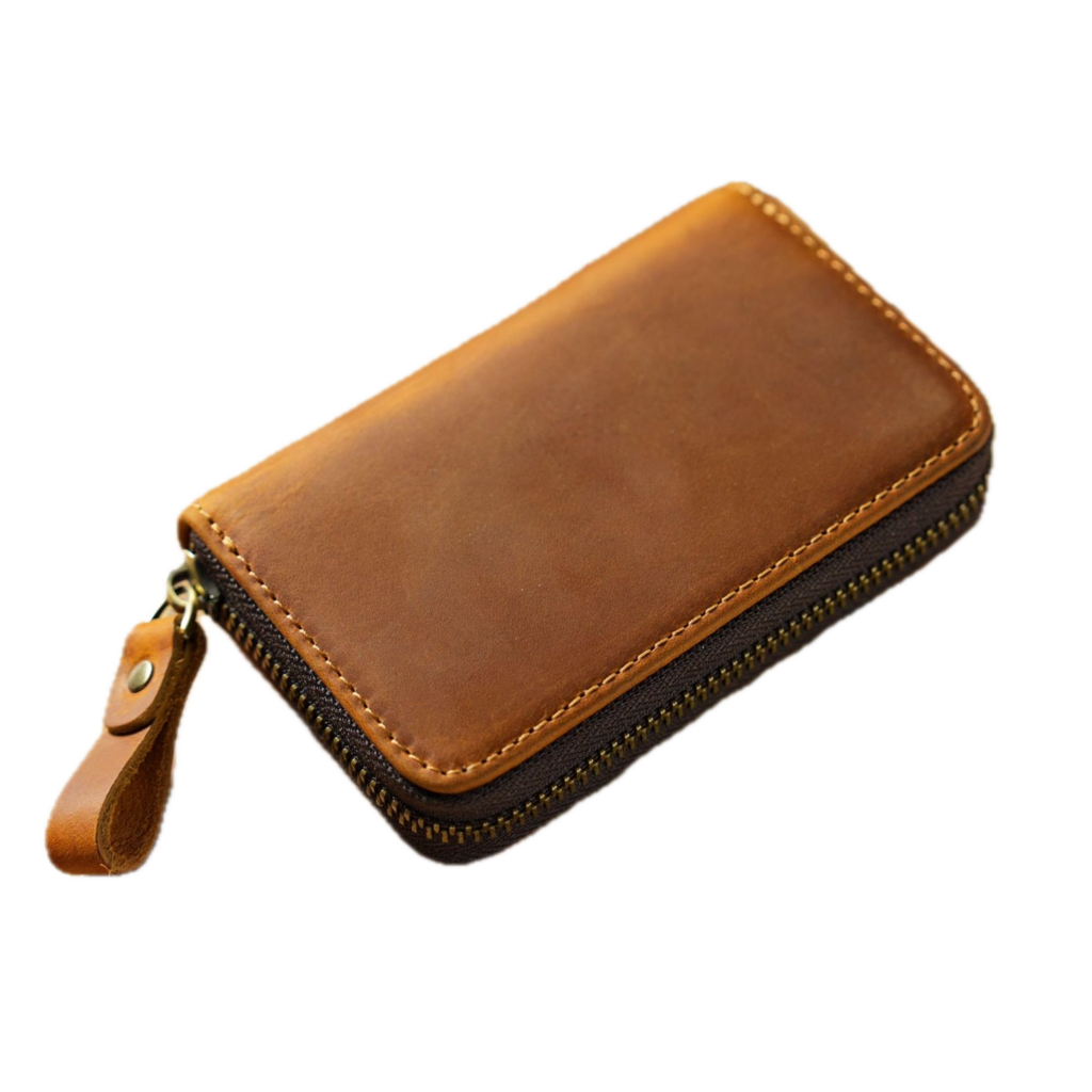 Su.B.dgn Premium Schlüsseltasche aus Rindsleder mit Kartenfach, Passend für Autoschlüssel,– Cognac