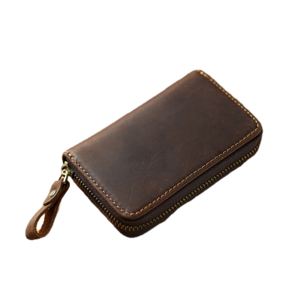 Su.B.dgn Premium Schlüsseltasche aus Rindsleder mit Kartenfach, Passend für Autoschlüssel,– Braun