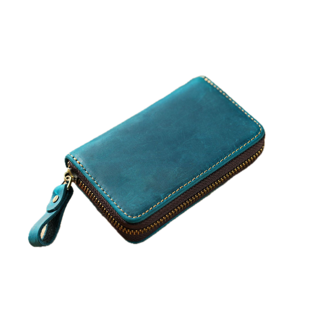 Su.B.dgn Premium Sleuteletui van Leer – Echt Runderleer met Kaartvak - Geschikt voor Autosleutel– Blauw