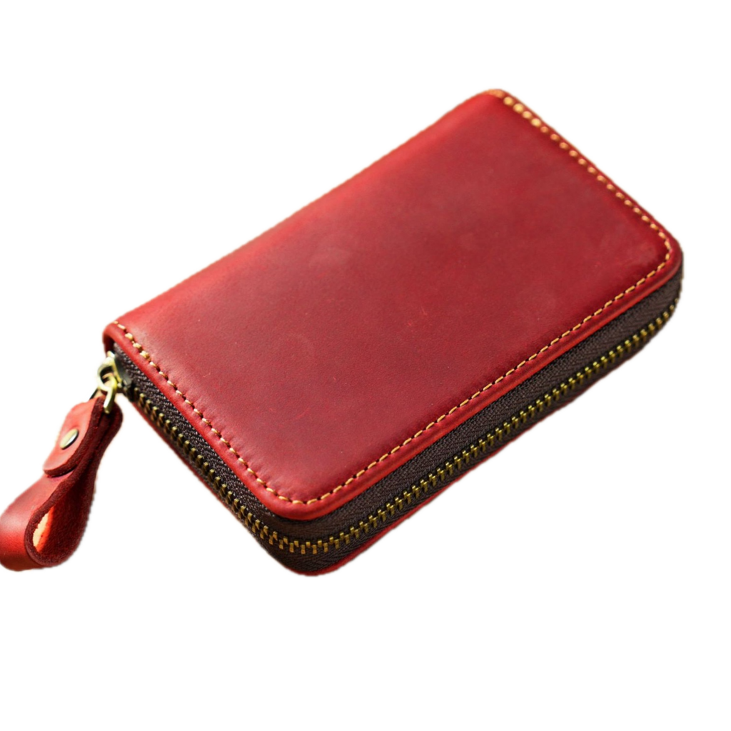 Su.B.dgn Premium Leather Key Case, Genuine Cowhide with Card Slot,  Fits Car Key Fob - Red