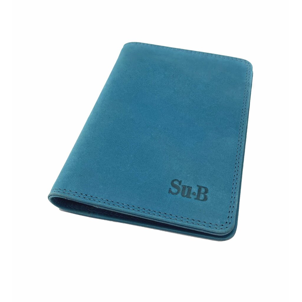 Su.B.dgn Premium Leren Paspoorthouder – Nederlands Design, RFID Bescherming, Duo-Kleur, 3 Kaartsleuven, Extra Vak – Turkoois