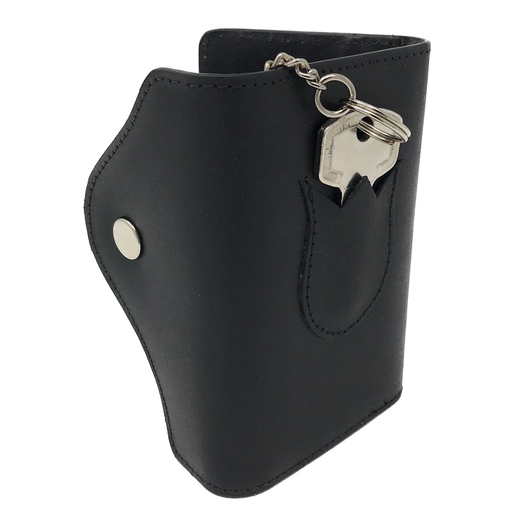 Su.B Leather Key Case – Dutch Design, Compact, 6 Key Hooks, Coin Pocket, Card Slot, Tulip Pocket with Chain - Black
