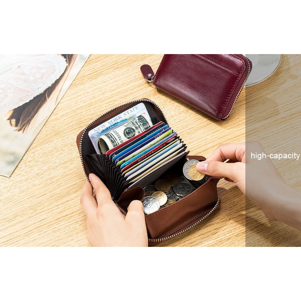 Su.B Cards Holder for Men, Wallet fits 12 Card Slots, RFID, Coin Pocket - Cognac