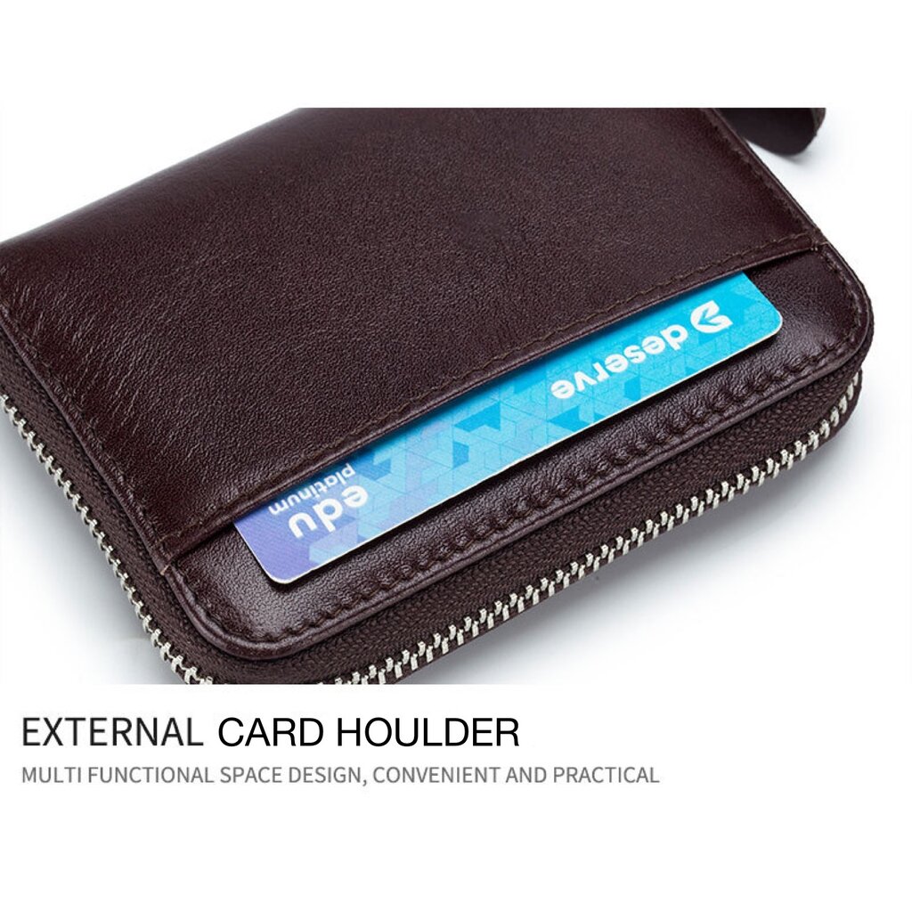 Su.B Cards Holder for Men, Wallet fits 12 Card Slots, RFID, Coin Pocket - Cognac