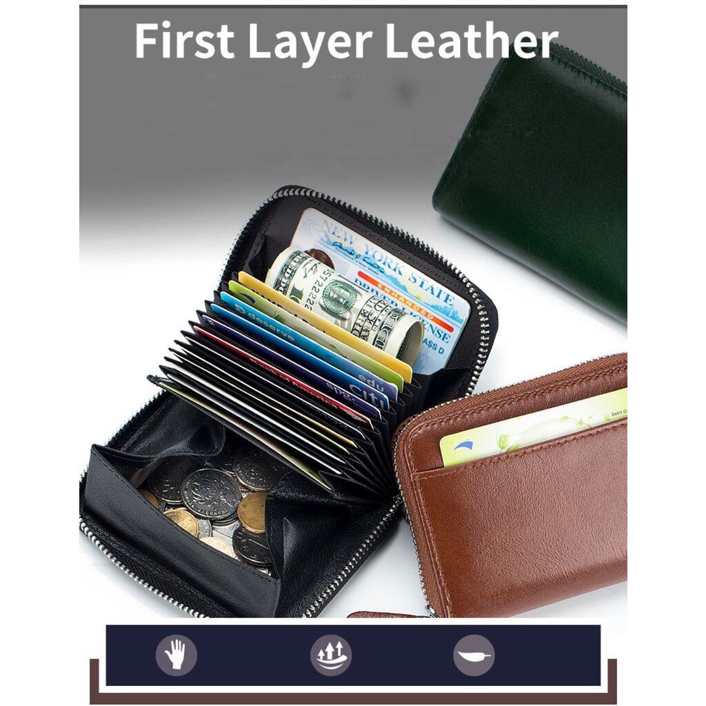 Su.B Cards Holder for Men, Wallet fits 12 Card Slots, RFID, Coin Pocket - Cognac