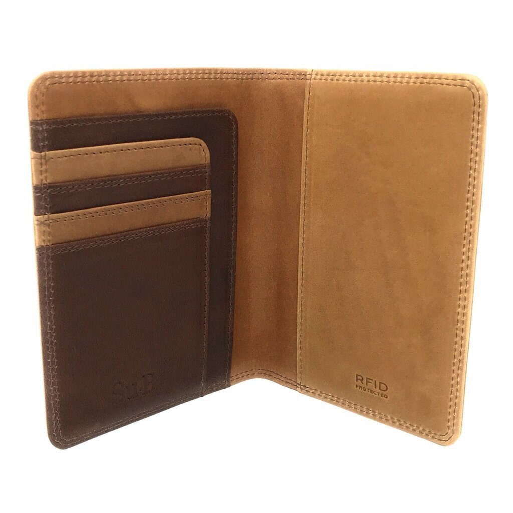 Su.B.dgn Premium Leren Paspoorthouder – Nederlands Design, RFID Bescherming, Duo-Kleur, 3 Kaartsleuven, Extra Vak - Bruin