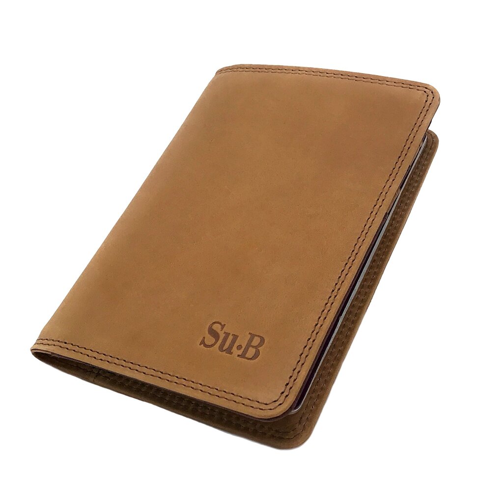 Su.B.dgn Premium Leren Paspoorthouder – Nederlands Design, RFID Bescherming, Duo-Kleur, 3 Kaartsleuven, Extra Vak - Bruin
