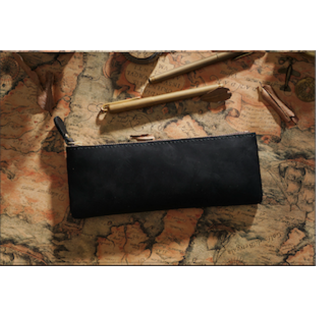 Su.B.dgn Leder Federmäppchen – Reißverschluss-Etui für 10 - 15 Stifte, Kompakt & Leicht, Klassisches Design, Hochwertige Qualität - Schwarz