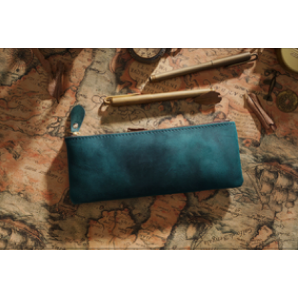 Su.B.dgn Leren Pennenzak – Ritssluiting Etui voor 10-15 Pennen, Compact & Lichtgewicht, Klassiek Design, Premium Kwaliteit  - Blauw