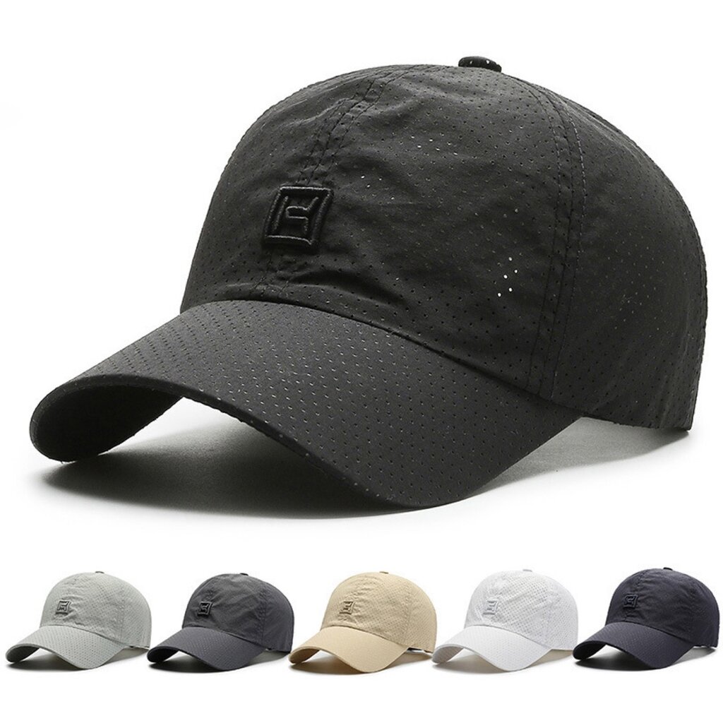 Su.B.dgn Perforated Baseball Cap – Breathable, Quick-Dry Sports Hat with Adjustable Fit and Sun Protection for Men and Women - Black