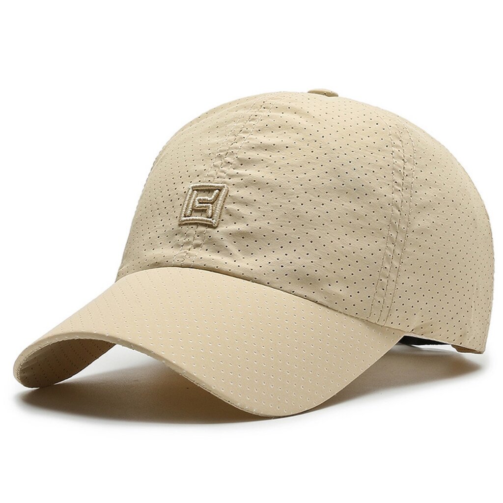 Su.B.dgn Perforierte Baseball Cap – Atmungsaktive, Schnell Trocknende Sportmütze mit Verstellbarem Sitz und UV-Schutz für Herren und Damen - Beige