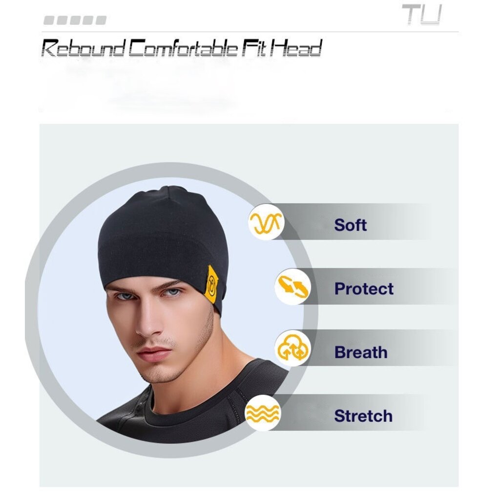 Su.B.dgn 2 Stücke Helm-Mütze, Dehnbar, Fahrradmütze, Atmungsaktives Material, Beanie, für Herren und Damen - Schwarz - Grau
