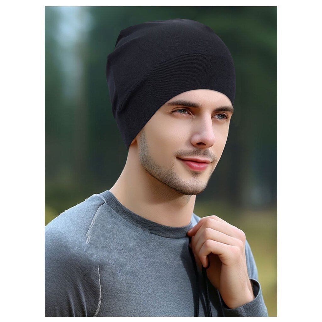 Su.B.dgn 2 Stücke Helm-Mütze, Dehnbar, Fahrradmütze, Atmungsaktives Material, Beanie, für Herren und Damen - Schwarz - Grau
