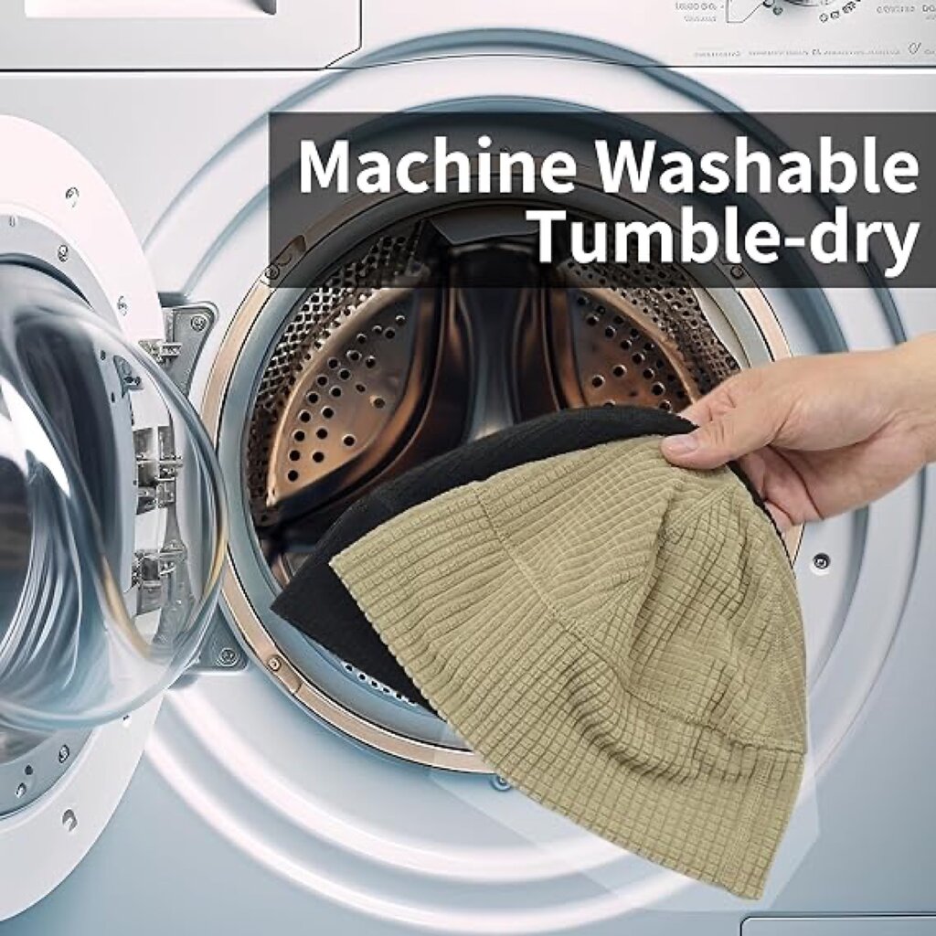 Su.B.dgn 2 Helmmütze Beanie – Dehnbare, Atmungsaktive Fahrradmütze für Herren & Damen - Schwarz - Beige