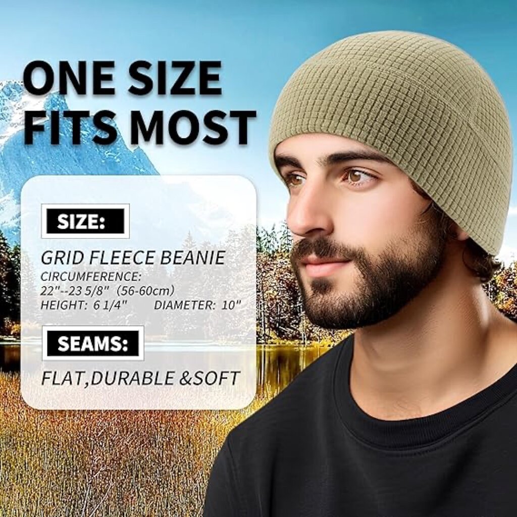 Su.B.dgn 2 Helmmütze Beanie – Dehnbare, Atmungsaktive Fahrradmütze für Herren & Damen - Schwarz - Beige