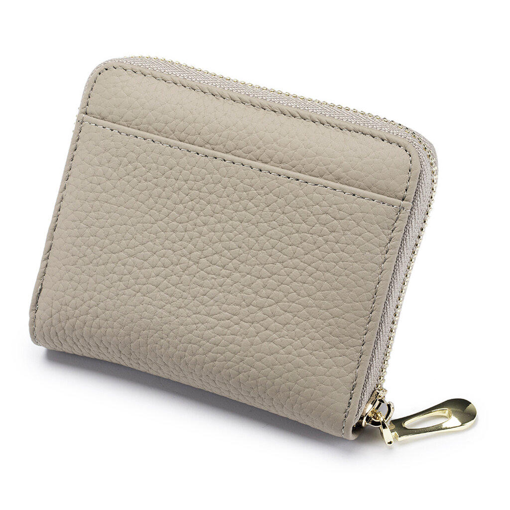 Su.B.dgn RFID Leder Geldbörse – Kompakte Kartenhalter mit Reißverschluss, Münz- und Geldfach für Herren und Damen - Grau