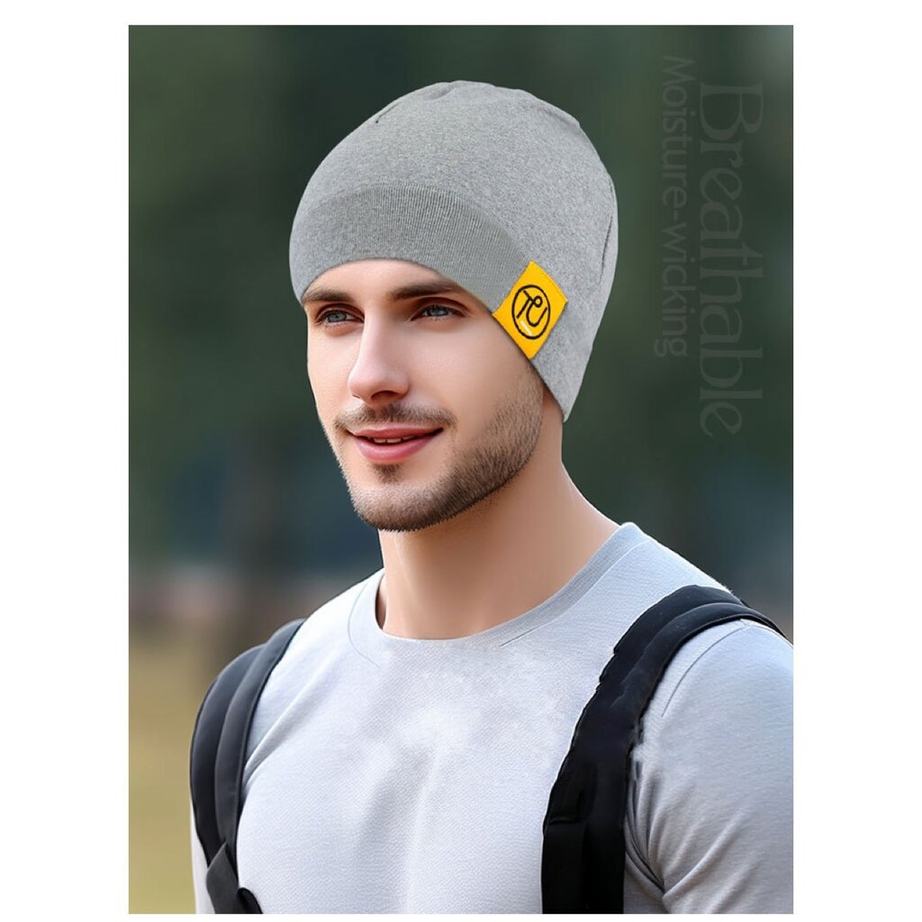 Su.B.dgn 2 Stücke Helm-Mütze, Dehnbar, Fahrradmütze, Atmungsaktives Material, Beanie, für Herren und Damen - Schwarz - Grau