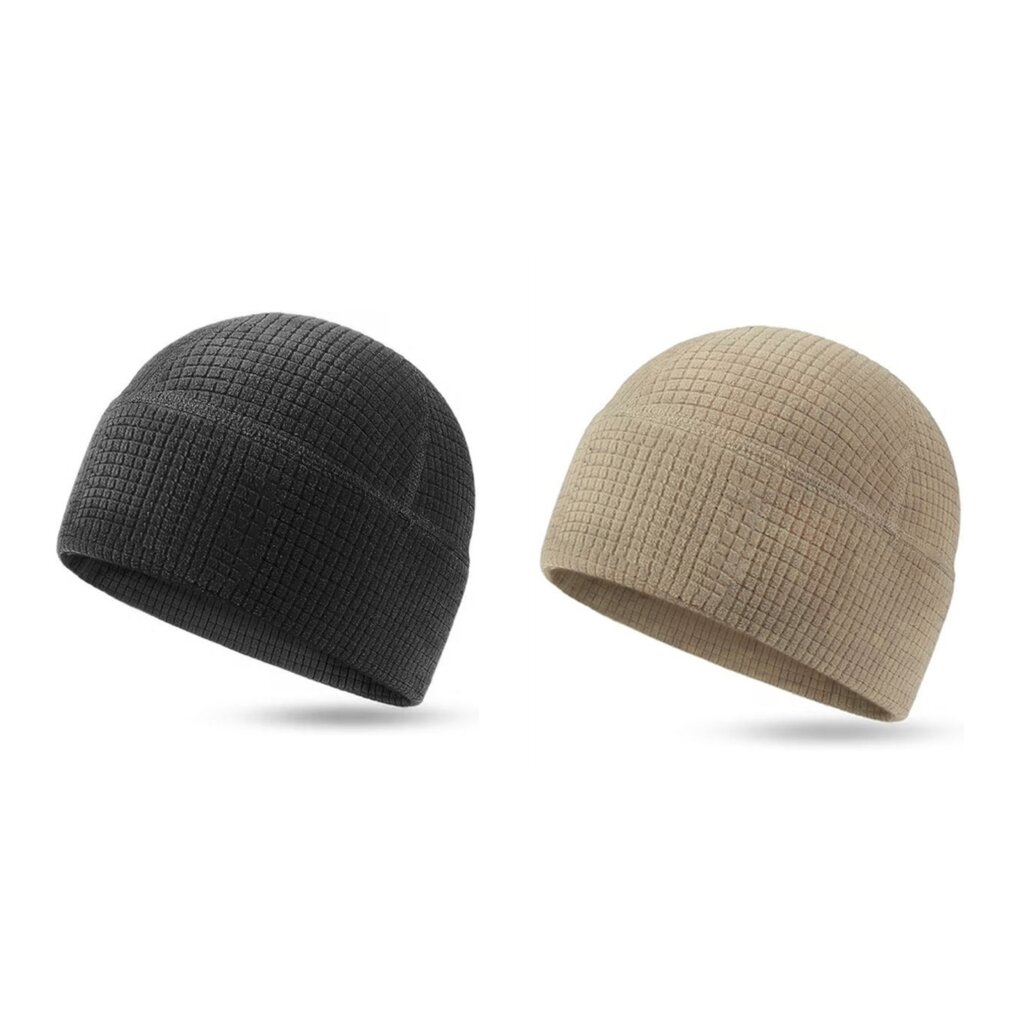 Su.B.dgn 2 Helmmütze Beanie – Dehnbare, Atmungsaktive Fahrradmütze für Herren & Damen - Schwarz - Beige