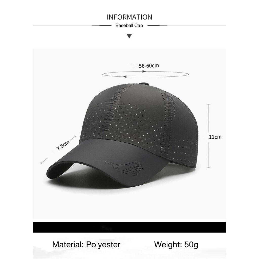 Su.B.dgn Perforated Baseball Cap – Breathable, Quick-Dry Sports Hat with Adjustable Fit and Sun Protection for Men and Women - White