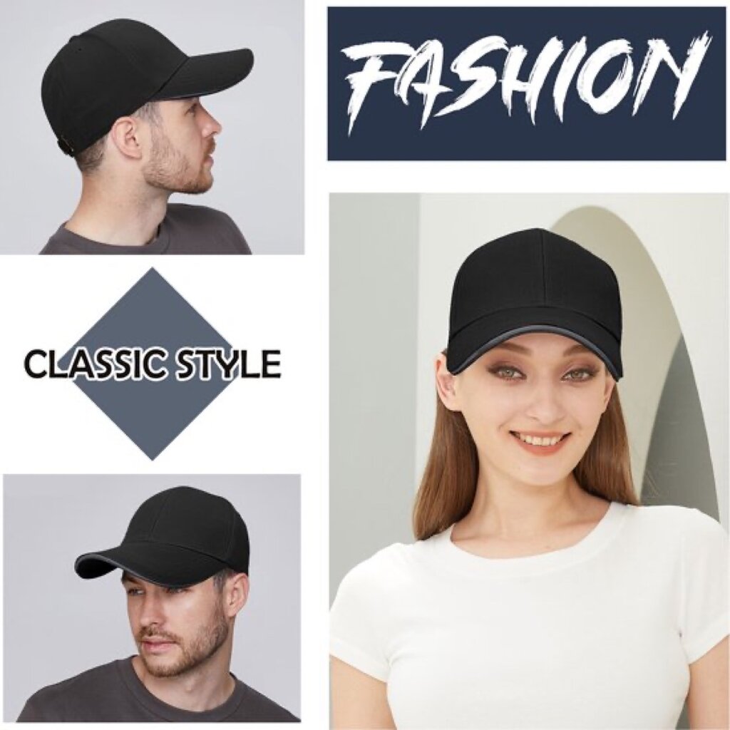 Su.B.dgn Baseball Cap, Reflective Edge, Trucker Hat, Adjustable 55-60 CM, 21-24 inch, Unisex - Black