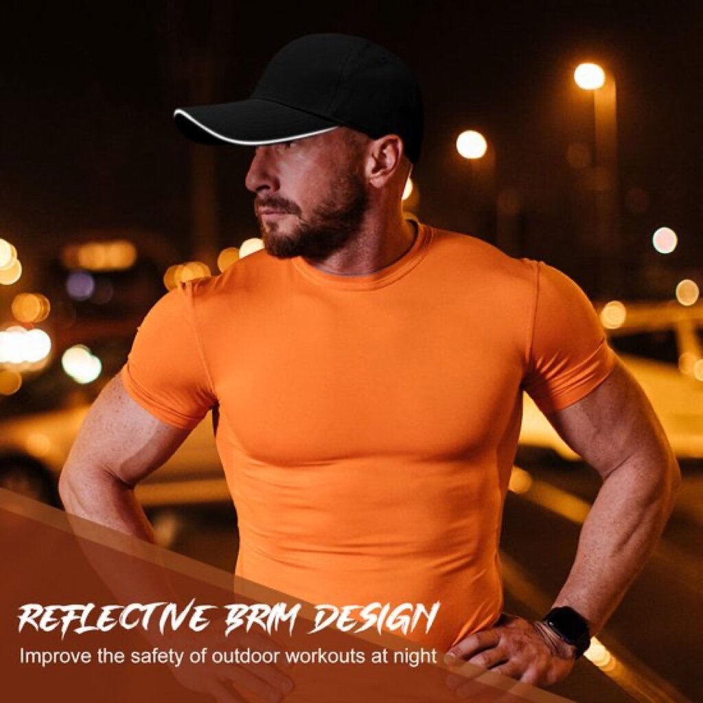 Su.B.dgn Baseball Cap, Reflective Edge, Trucker Hat, Adjustable 55-60 CM, 21-24 inch, Unisex - Black