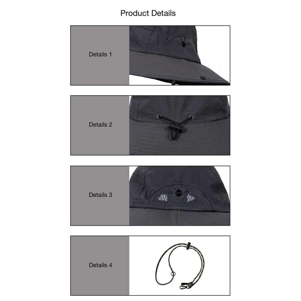 Su.B.dgn Sun Hat for Men Women, Bucket Hat, Cowboy Hat, Adjustable Size 21”-24” (55 - 62 cm) – Blue