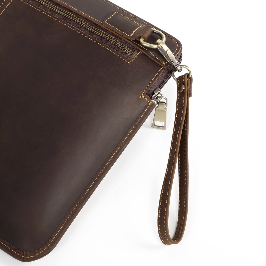 Su.B.dgn Leather Laptop Case 14.2 Inch – Full-Grain Cowhide – Slim Sleeve with Padded Compartment & Large Zip Pocket – Dark  Brown