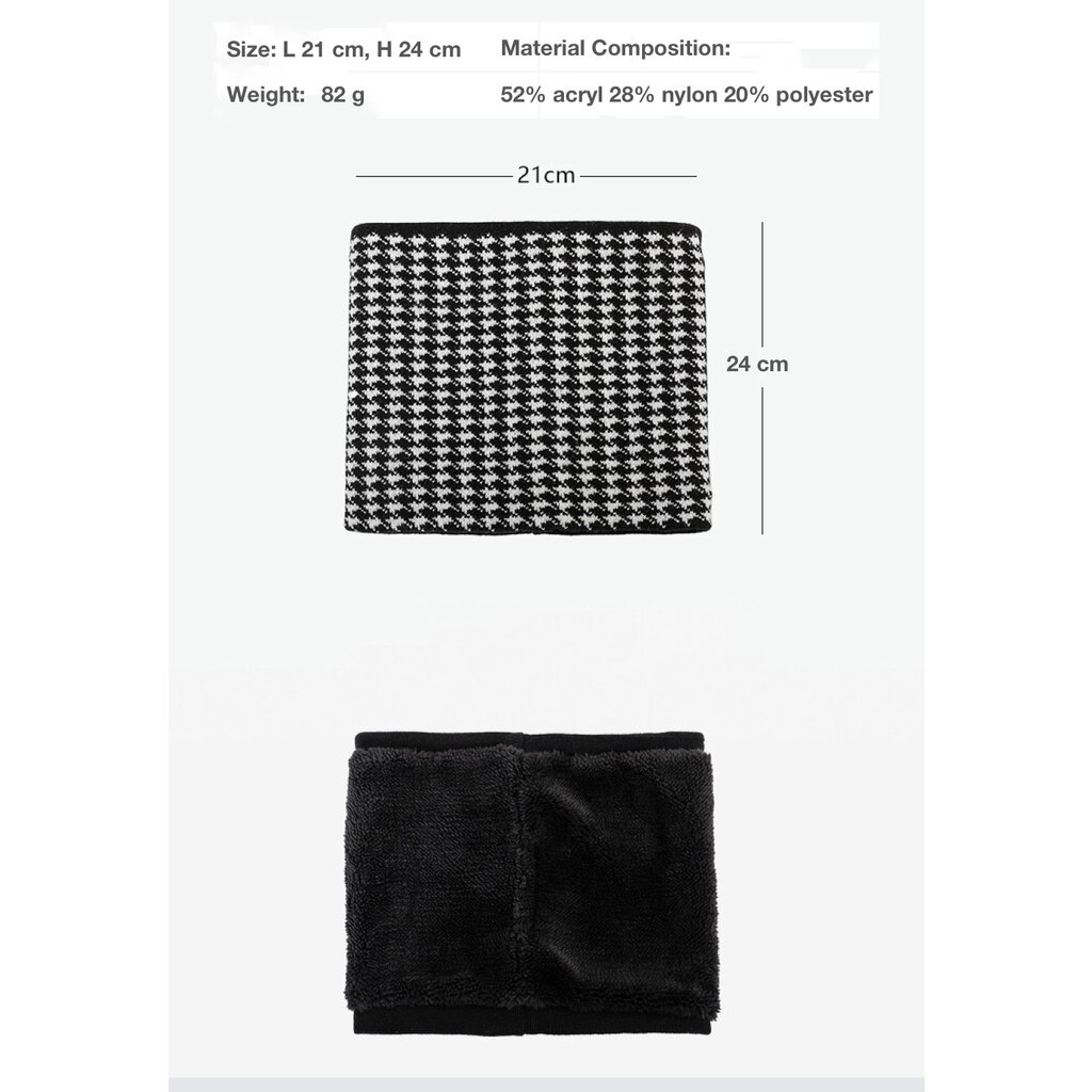 Su.B.dgn Schlauchschal – Winter Halswärmer Fleece Gefüttert – Warmer Nackenwärmer – Unisex – One Size - Schwarz Grau Muster 01