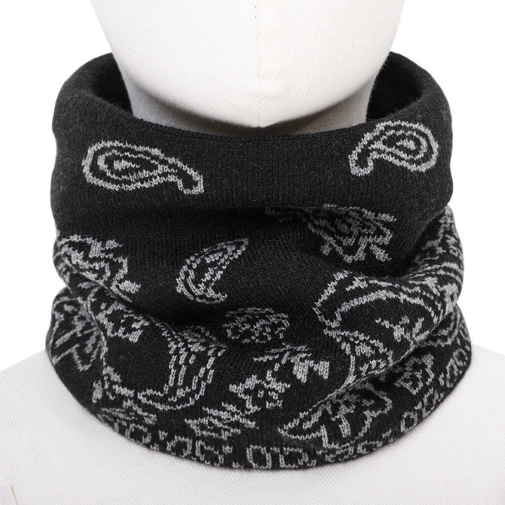 Su.B.dgn Neck Warmer – Winter Gaiter – Warm Double-Layer Knit Tube Scarf for Men & Women – One Size – Black Grey Patten 01