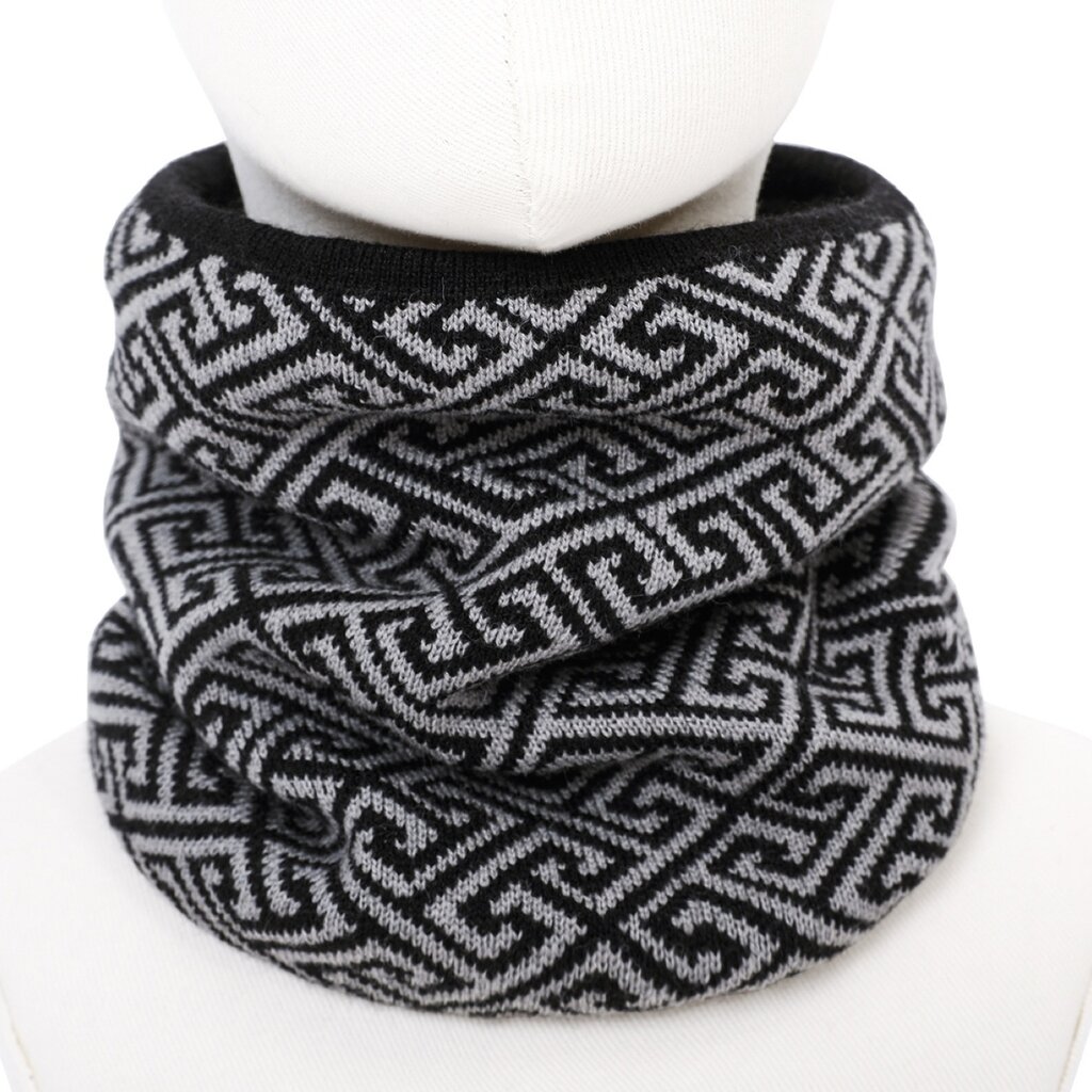 Su.B.dgn Neck Warmer – Winter Gaiter – Warm Double-Layer Knit Tube Scarf for Men & Women – One Size – Black Grey Patten 02