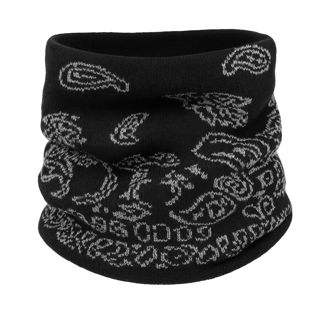Su.B.dgn Neck Warmer – Winter Gaiter – Warm Double-Layer Knit Tube Scarf for Men & Women – One Size – Black Grey Patten 01