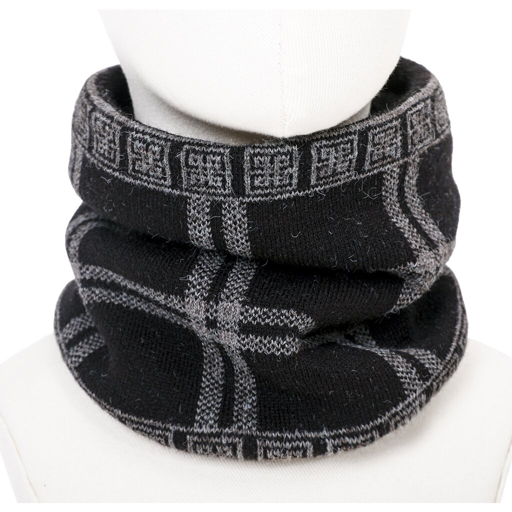 Su.B.dgn Buff – Warme Winter Nekwarmer – Dubbele Lagen Colsjaal – Unisex Tube Sjaal – One Size  - Zwart  Grijs Patroon 03