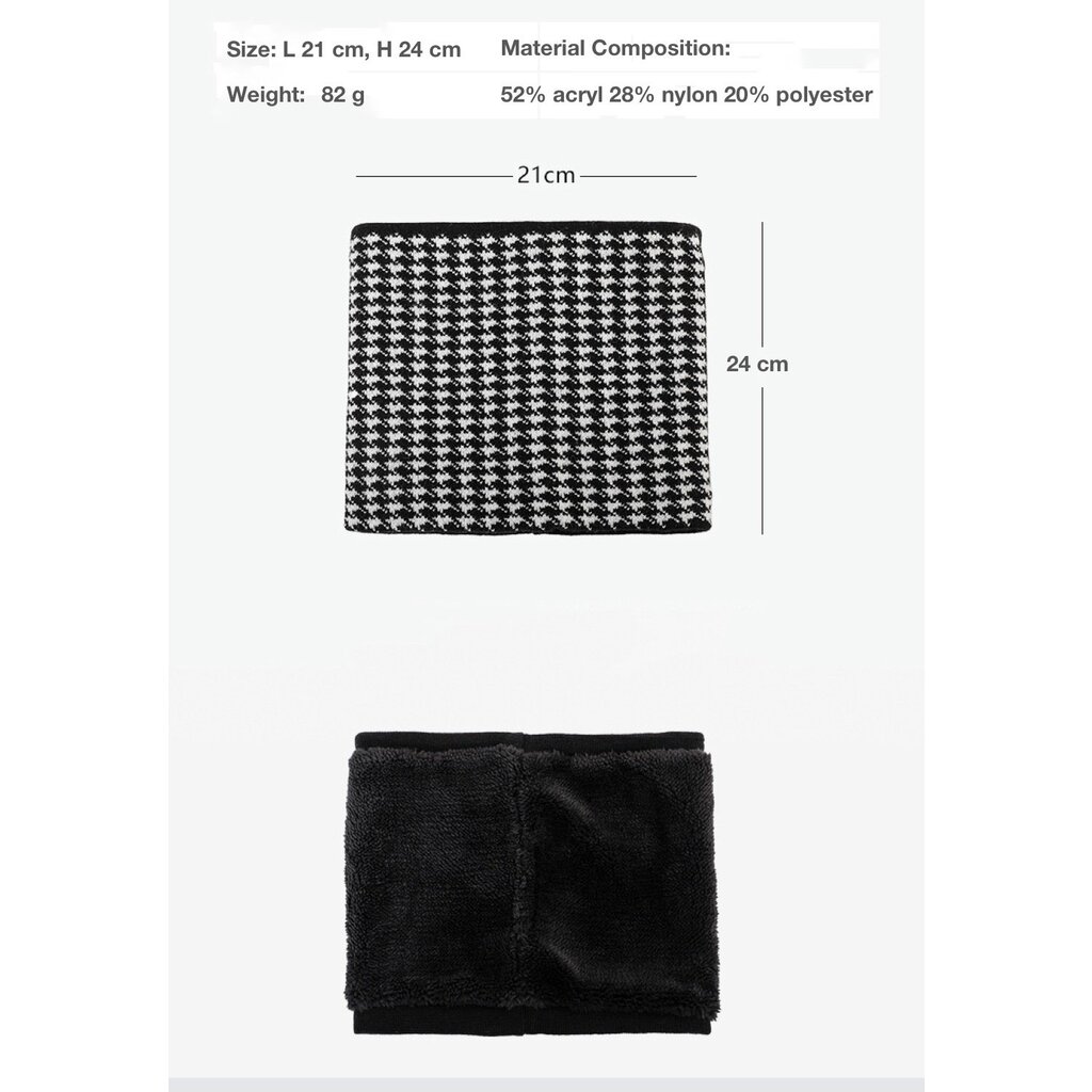 Su.B.dgn Schlauchschal – Winter Halswärmer Fleece Gefüttert – Warmer Nackenwärmer – Unisex – One Size - Schwarz Grau Muster 04