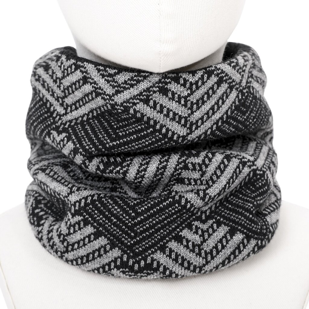 Su.B.dgn Buff – Warme Winter Nekwarmer – Dubbele Lagen Colsjaal – Unisex Tube Sjaal – One Size  - Zwart  Grijs Patroon 04