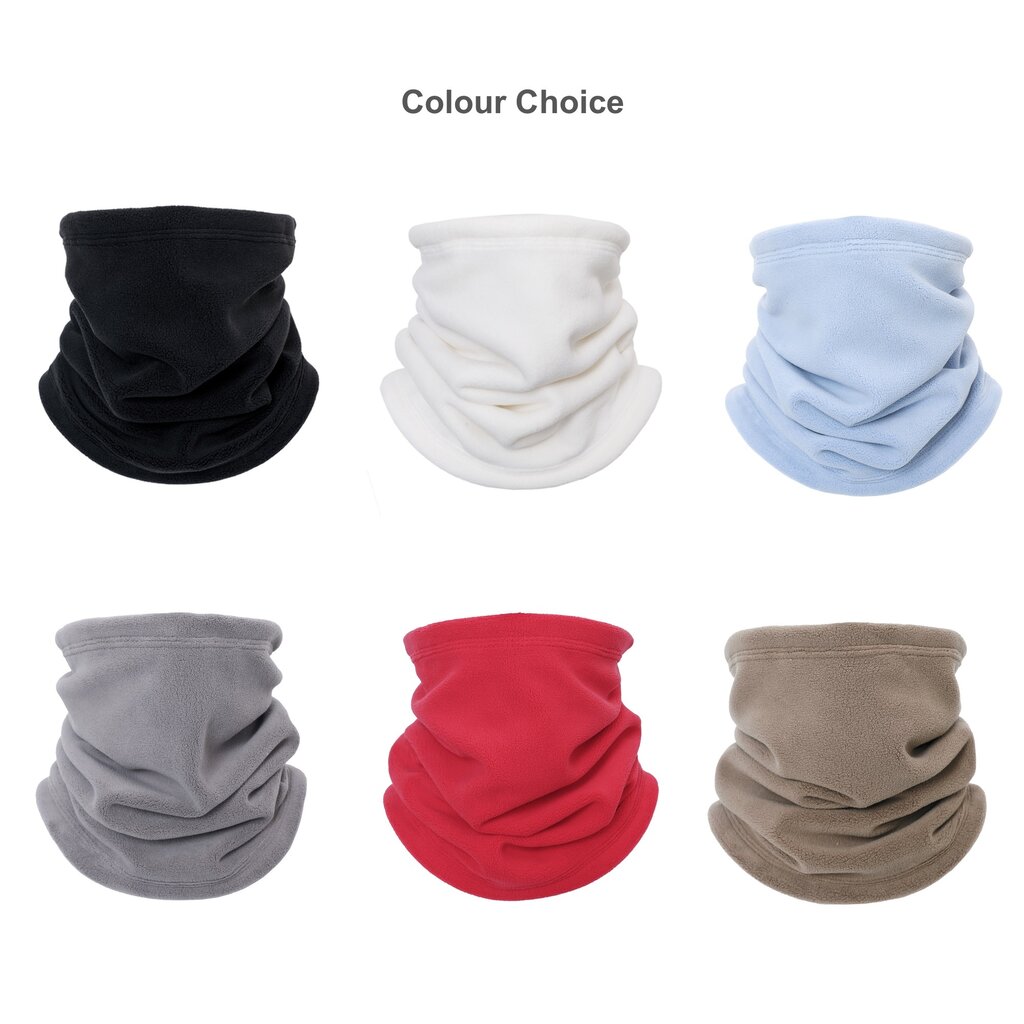 Su.B.dgn Adjustable Fleece Neck Warmer – Winter Buff Scarf with Button Closure, Soft Thermal Neck Gaiter for Men & Women - White