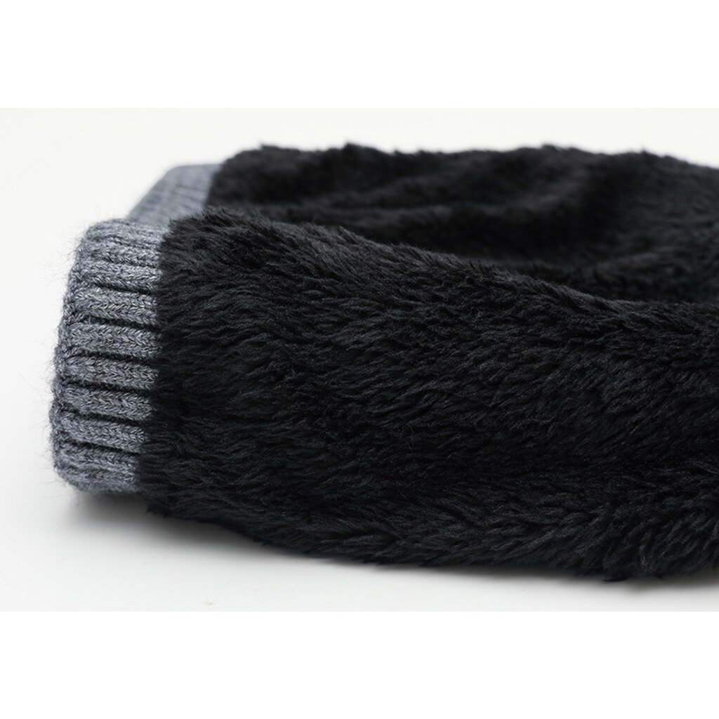 Su.B.dgn 2 Pieces Winter Beanie Mütze Herren Damen – Strickmütze mit Fleecefutter – One Size - Weiß + Schwarz