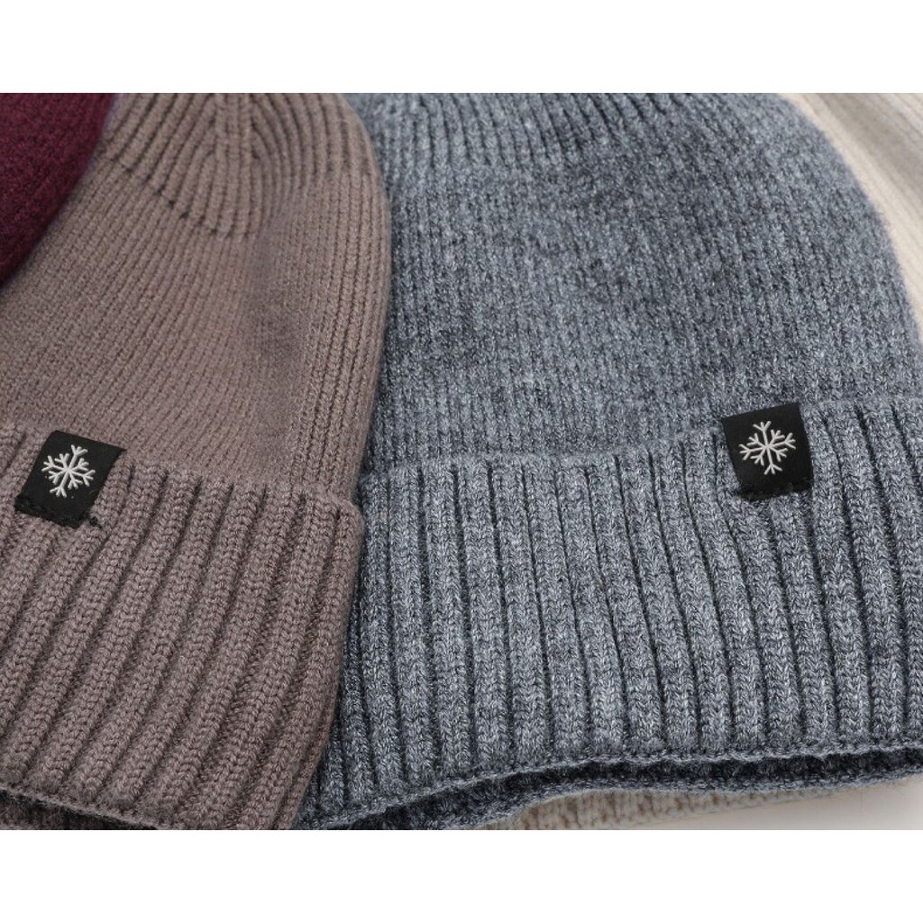 Su.B.dgn 2 Pieces Winter Beanie Mütze Herren Damen – Strickmütze mit Fleecefutter – One Size - Weiß + Schwarz